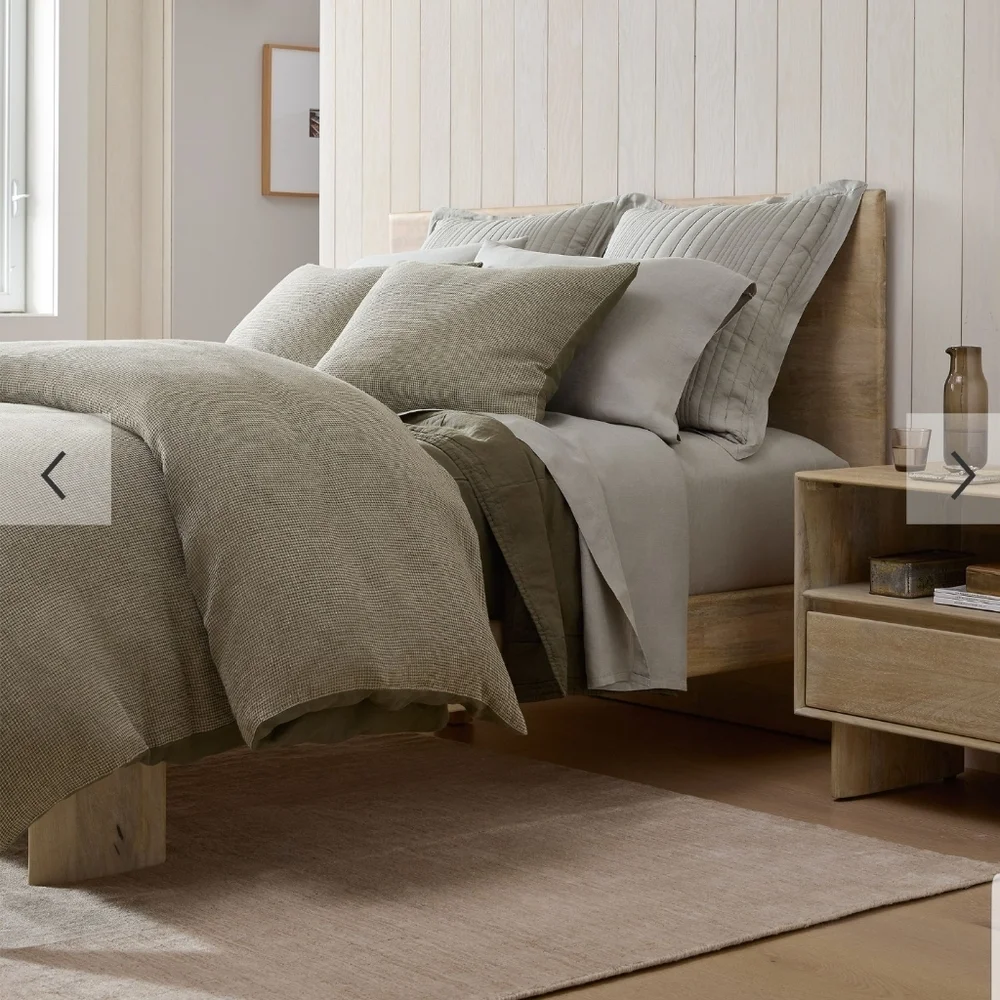 ❤️BUY 2 GET 1 FREE West Elm European Flax Linen Mini Waffle Duvet Cover, King